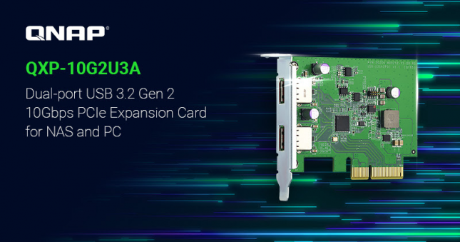 QNAP QXP-10G2U3A USB 3.2 Gen 2 Dual-port PCIe Expansion Card