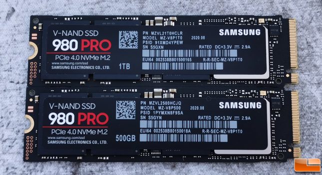 Samsung SSD 980 PRO 1TB and 500GB SSDs