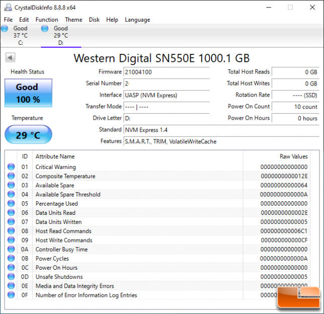 SanDisk Extreme V2 Portable SSD CrystalDiskInfo