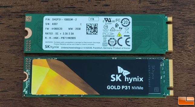 SKhynix Gold P31 NVMe SSD Front and Back