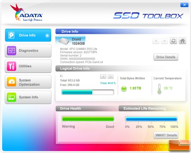 XPG S50 Lite SSD Toolbox