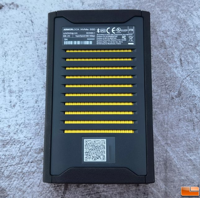 G-Technology ArmorLock Encrypted Portable NVMe SSD Back