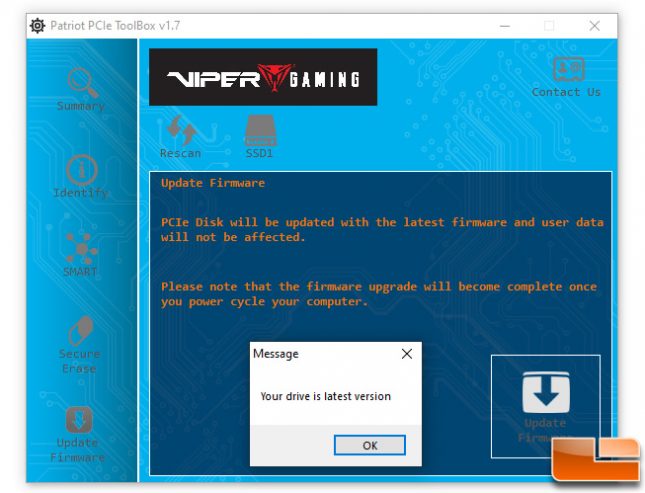 Patriot Viper Gaming Toolbox SSD Firmware Update