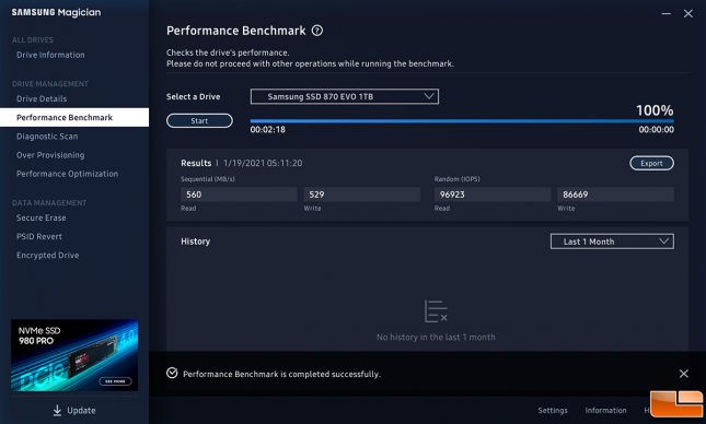 870 EVO - Samsung Magician Software Benchmark