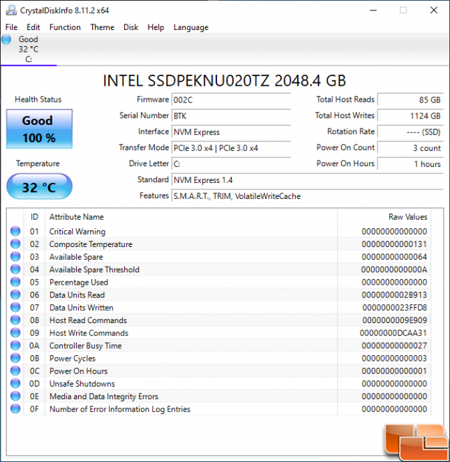 Intel SSD 670p CrystalDiskInfo