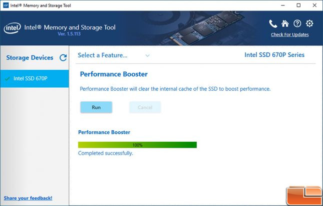 Intel Memory and Storage Tool 670p Performance Boost