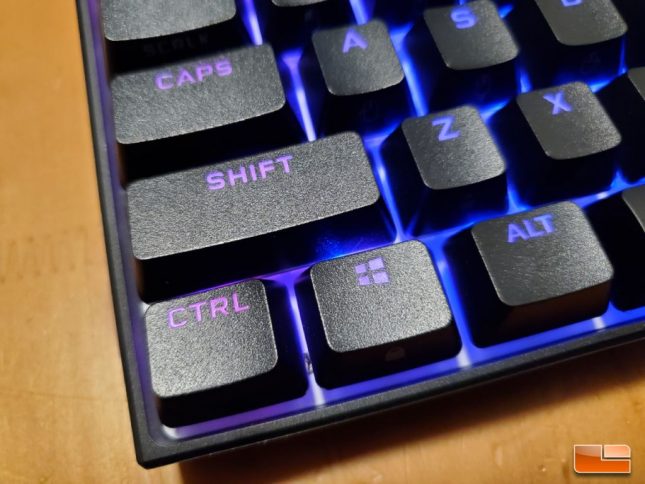 The Corsair K65 RGB Mini PBT Keycaps allow RGB to shine thru without any holidays
