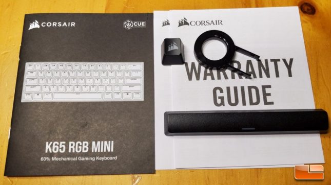Corsair K65 RGB Mini - PBT Keycaps and Manual