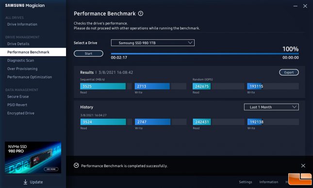 Samsung Magician SSD 980 Benchmarks