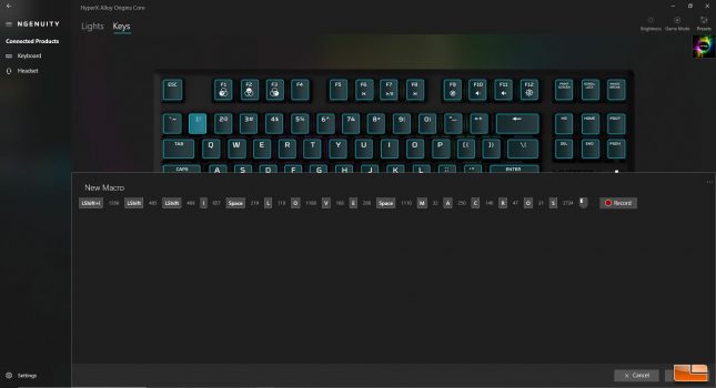 HyperX Alloy Origins Core Macro Recording