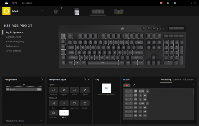 Corsair iCUE 4 Key Assignments