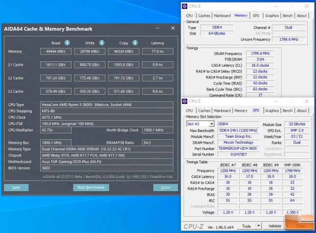 Team Group T-Create Expert DDR4 3600MHz AIDA64 Benchmark